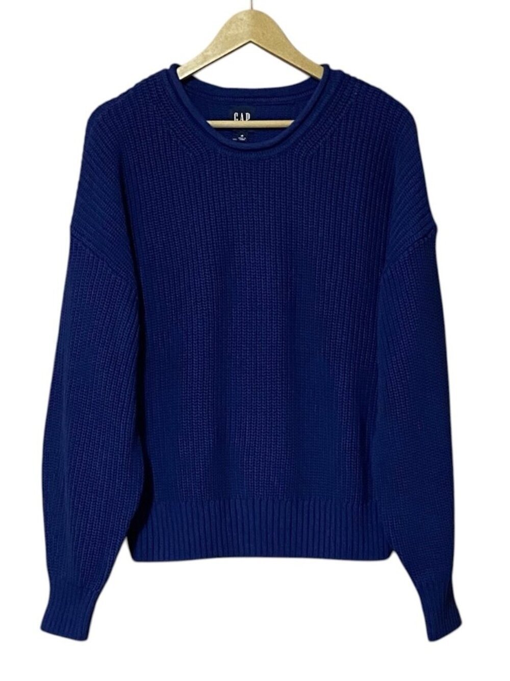 GAP Women’s Medium Classic Blue 100% Cotton Crewneck Knit Sweater NWT